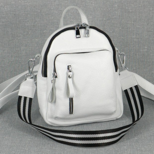 Кожаный рюкзак Valery 06, белый с черным