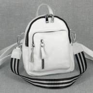 Шкіряний рюкзак Valery 06, білий з чорним - Шкіряний рюкзак Valery 06, білий з чорним