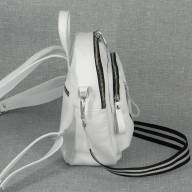 Шкіряний рюкзак Valery 06, білий з чорним - Шкіряний рюкзак Valery 06, білий з чорним