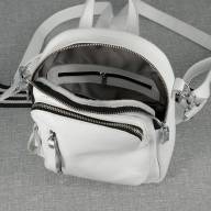 Кожаный рюкзак Valery 06, белый с черным - Кожаный рюкзак Valery 06, белый с черным