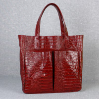 Шкіряна сумка Royal 11, червона з тисненням під крокодила