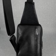 Чоловіча шкіряна тактична сумка-слінг Daniel 05, чорна - Чоловіча шкіряна тактична сумка-слінг Daniel 05, чорна