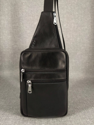 Мужская кожаная тактическая сумка-слинг сумка Daniel 06, черная