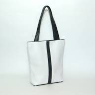 Кожаная сумка Allegro 03, белая с черным - Кожаная сумка Allegro 03, белая с черным
