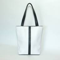 Кожаная сумка Allegro 03, белая с черным - Кожаная сумка Allegro 03, белая с черным