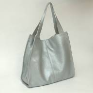 Шкіряна сумка CITY 06, срібна - Шкіряна сумка CITY 06, срібна