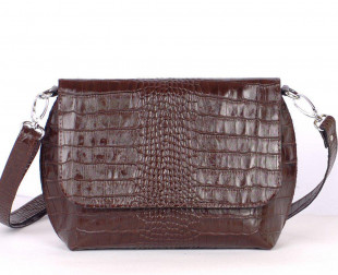 Кожаная сумочка Destiny 07, коричневая с тиснением под крокодила