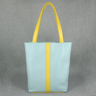 Шкіряна сумка Allegro 06, блакитна з жовтим
