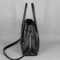 Кожаная сумка Milano 01, черная с тиснением под крокодила - Кожаная сумка Milano 01, черная с тиснением под крокодила