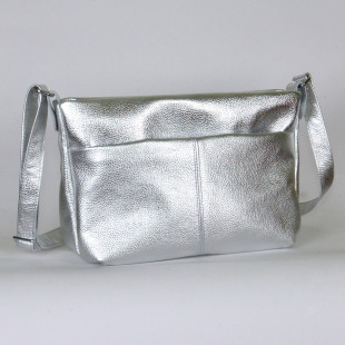 Кожаная сумка Laura 03, серебряная