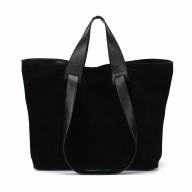 Кожаная сумка Eva 11, черная замша/гладкая - Кожаная сумка Eva 11, черная замша/гладкая