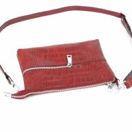 Кожаная сумочка Glamor 06, красная с тиснением под крокодила - Кожаная сумочка Glamor 06, красная с тиснением под крокодила