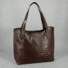 Кожаная сумка Elegant 04, коричневая с тиснением под крокодила