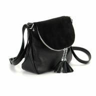 Кожаная сумка Beverly 10, черная замша/гладкая - Кожаная сумка Beverly 10, черная замша/гладкая