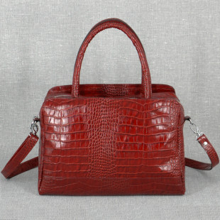 Шкіряна сумка Lamara 02, червона з тисненням під крокодила