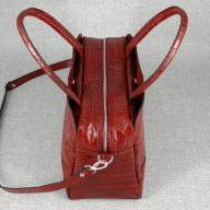 Кожаная сумка Lamara 02, красная с тиснением под крокодила - Кожаная сумка Lamara 02, красная с тиснением под крокодила