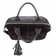 Кожаная сумка Passion 12, черная замша/гладкая - Кожаная сумка Passion 12, черная замша/гладкая