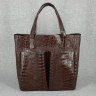 Кожаная сумка Royal 12, коричневая с тиснением под крокодила