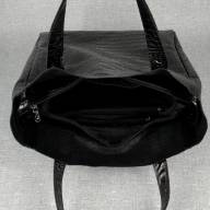 Кожаная сумка Royal 03, черная с тиснением под крокодила - Кожаная сумка Royal 03, черная с тиснением под крокодила